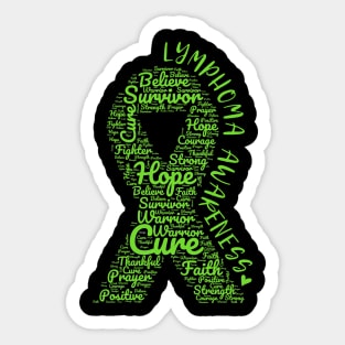 Lymphoma Awareness Lime Green Ribbon With Positive Words Sticker